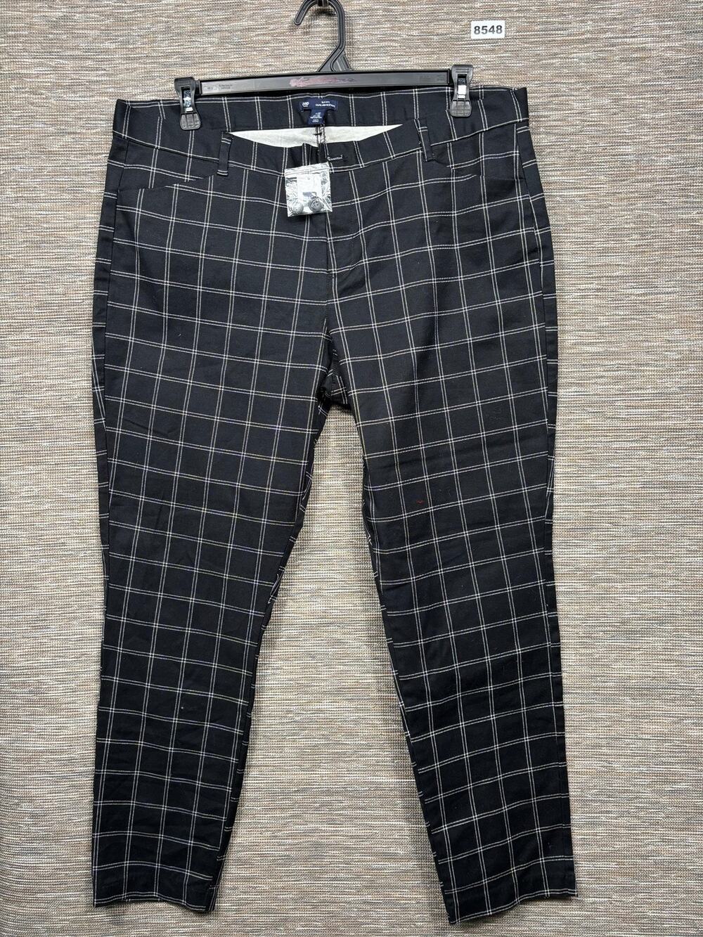 Gap Dress Pants Womens 18 Regular Black Plaid Slim City Slim Tapered Stretch